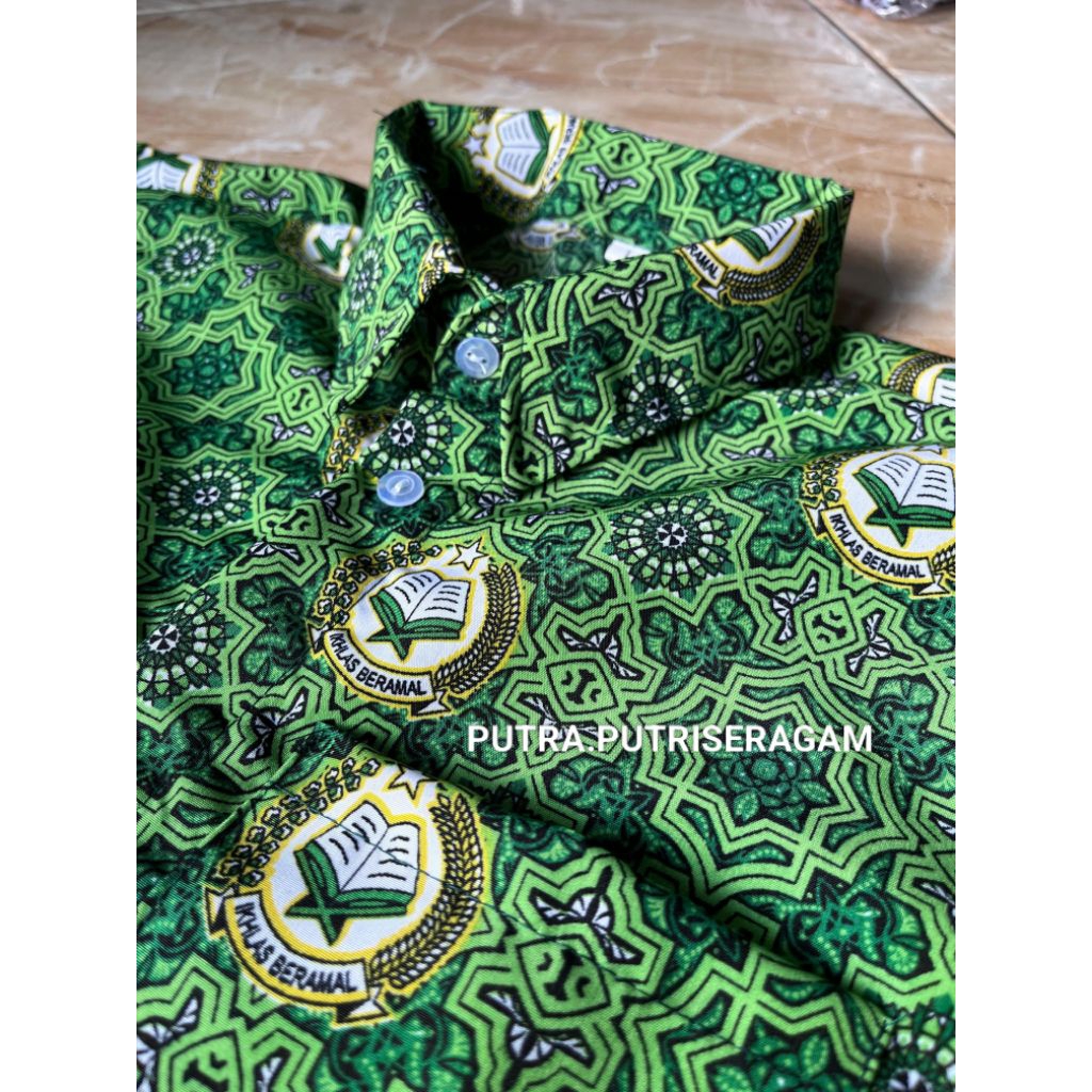 BATIK MI/BATIK SD/BATIK MTs/BATIK SEKOLAH MOTIF ALIFA HIJAU