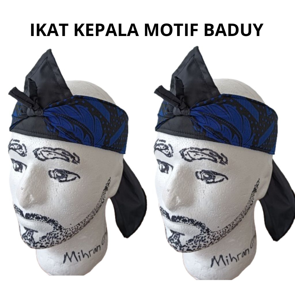 IKAT PRIA HITAM BIRU MOTIF BATIK BADUY // TOTOPONG MAHKUTA WANGSA IKAT KEPALA