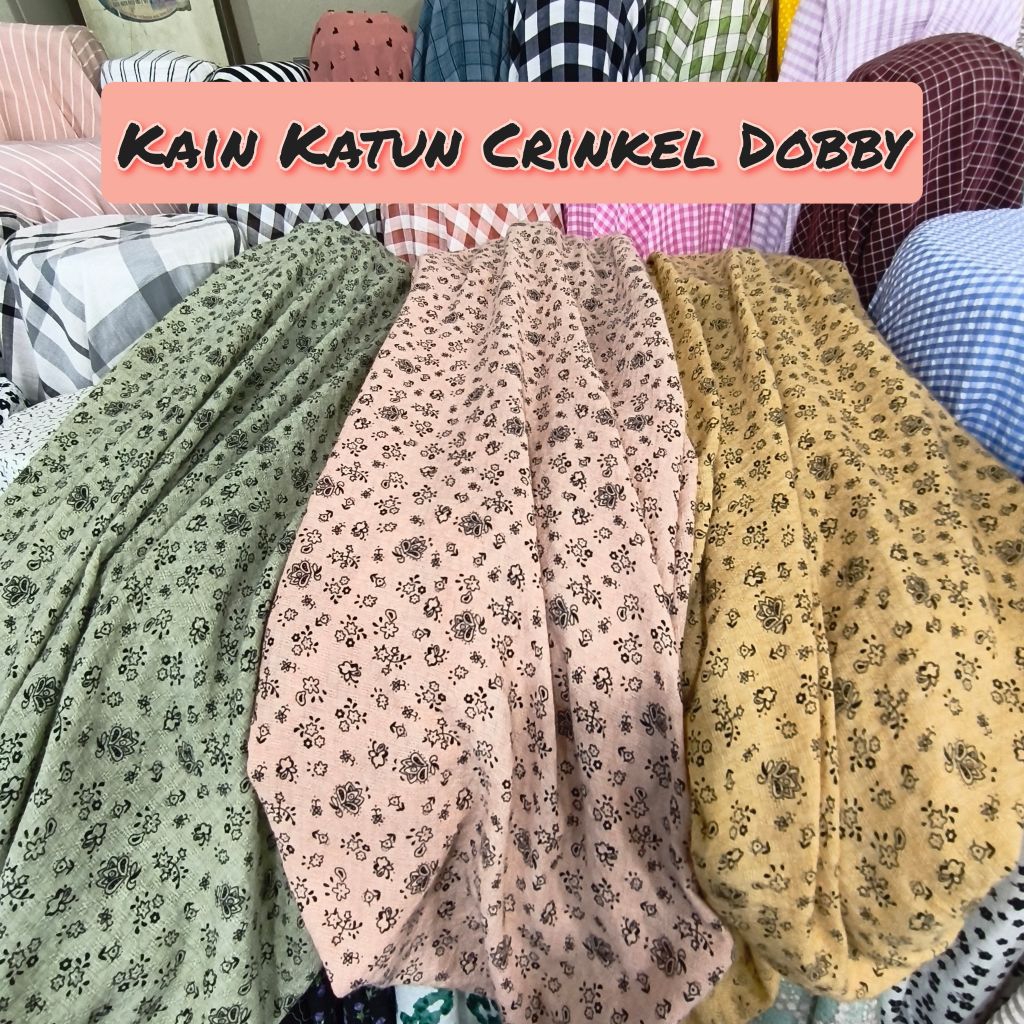 Kain Katun Crinkel Dobby Motif/Katun Crinkel Dobby [harga ½ meter]