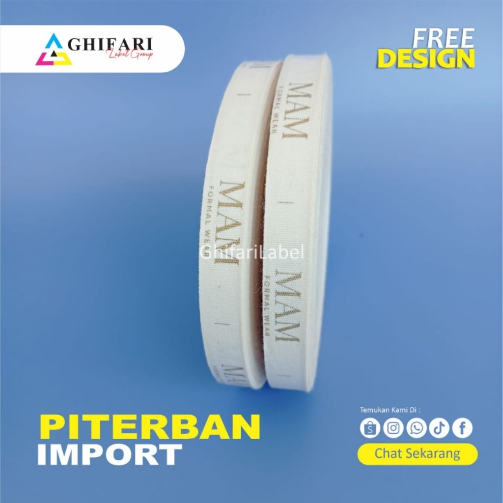 

Label Katun Import (20meter) Free Design/Label Baju/Label Kaos/Label Hijab/Label Custom/Label Murah