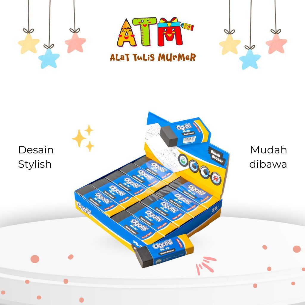 

eraser/penghapus/stip agatis black eraser 20 s ukuran besar isi 20 pcs
