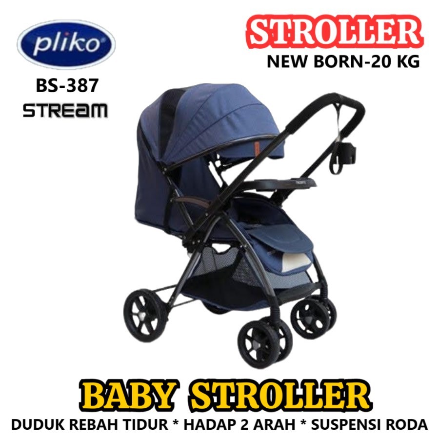 Kereta Bayi Pliko BS387 Stream New Born-3 Tahun Hadap Depan / Orang Tua Duduk Rebah Tidur Stroller