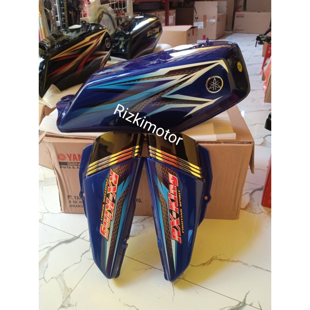Tangki & Dop aki rx king tahun 2005 biru original baru sudah finishing clear
