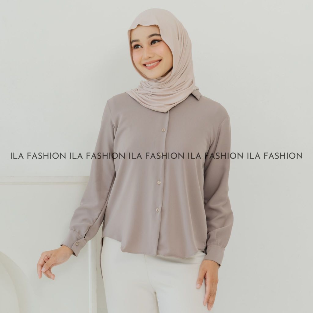 ALNY HIJAB - Kemeja Basic Kemeja Formal Wanita Kemeja Polos Wanita Kemeja Kantor Wanita