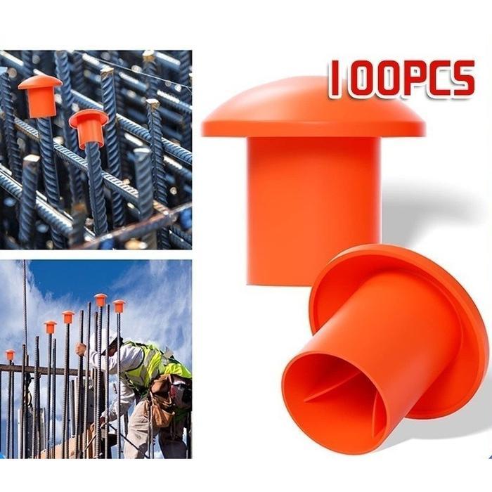100 Pcs Mushroom Rebar Cap Plastic Safety Caps Rebar Caps for Rebar 8 to 38mm