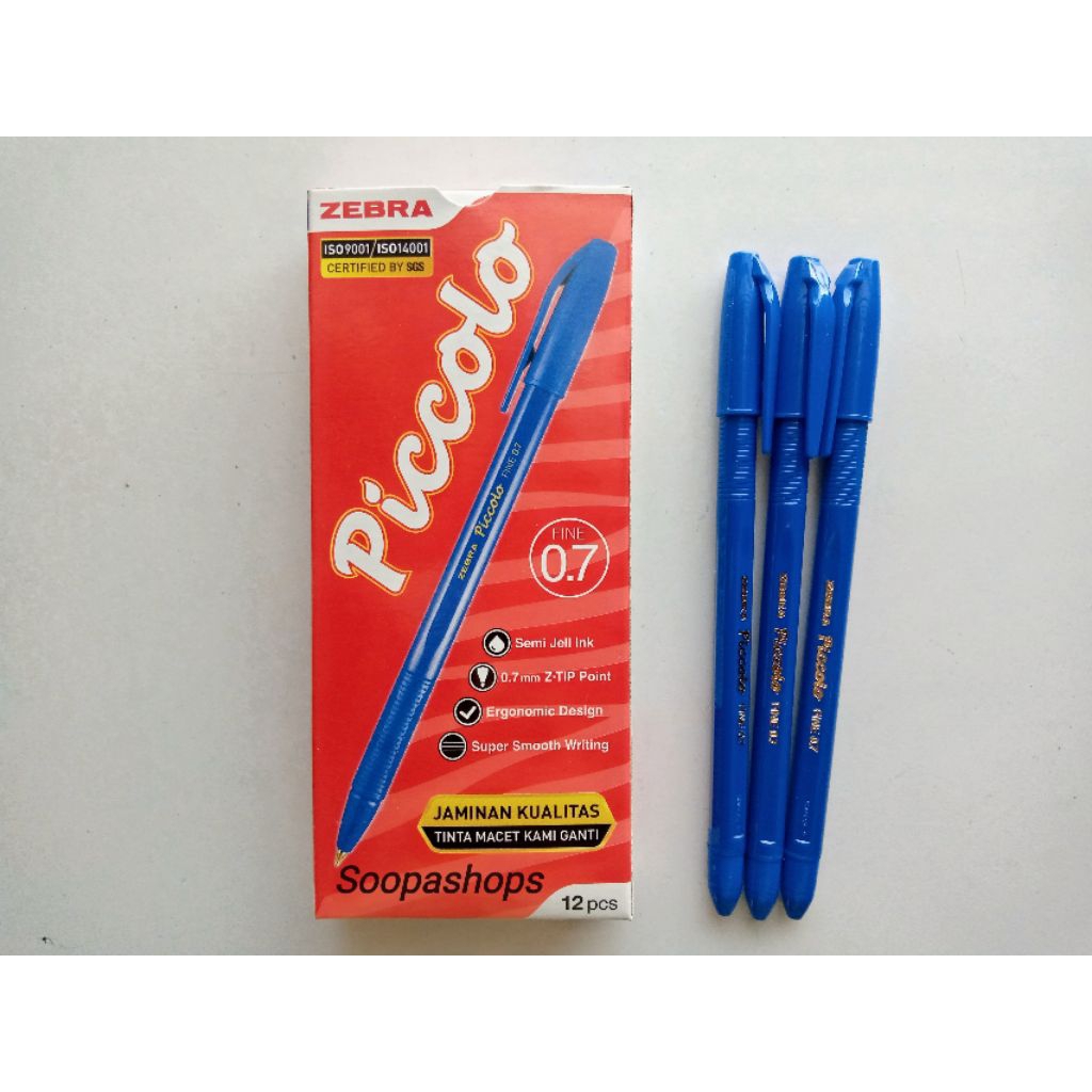 

Bolpoin Zebra Piccolo 0,7 mm Tinta Warna Biru Harga 1 Pak