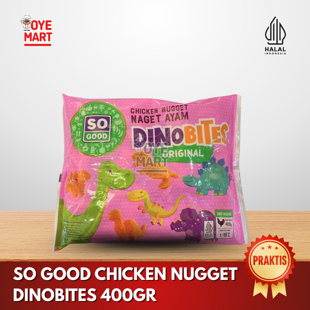 

SO GOOD CHICKEN NUGGET DINOBITES 400GR/NAGET AYAM BENTUK DINOSAURUS