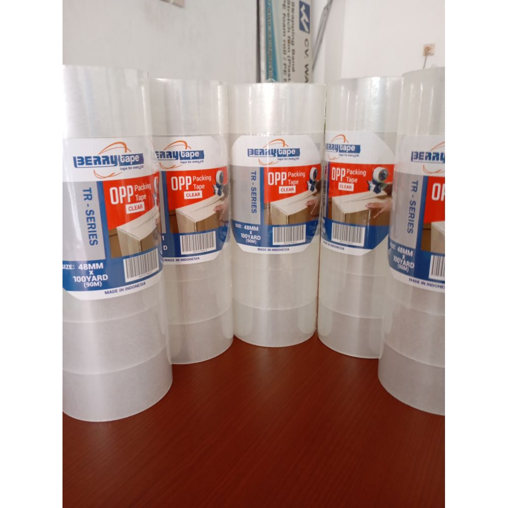 

OPP Tape (Lakban Bening) Merk Berry Tape uk. 48mmx100yard ASLI