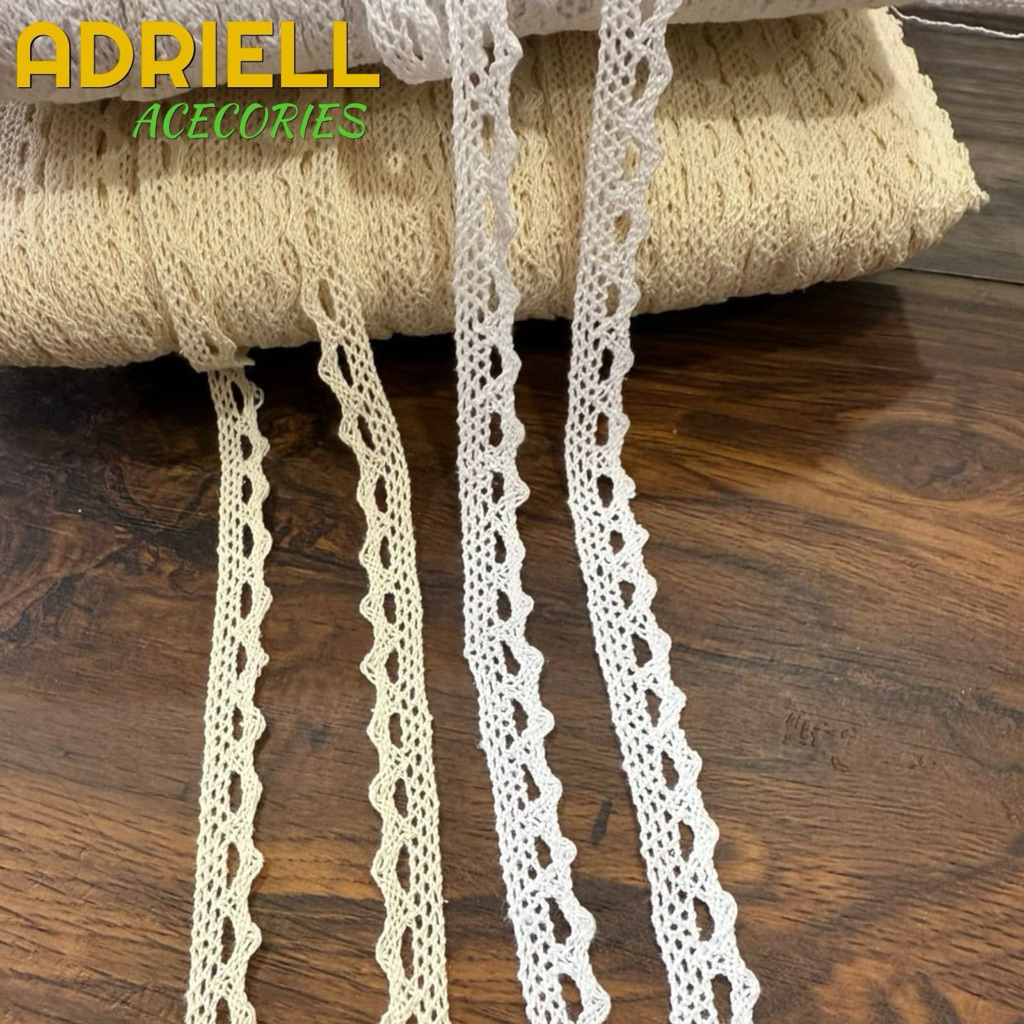 Per roll 15yard,Renda Rajut kait,Renda rajut katun Lebar 1cm