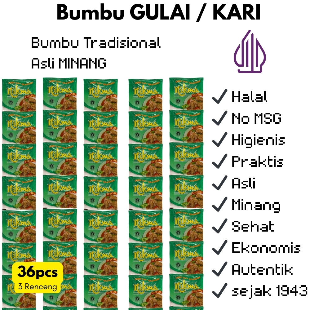 

NIKMA Bumbu Gulai Kari 36 Sachet Hemat Halal Asli Padang Praktis Untuk Stok Rumah