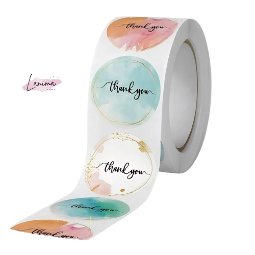 

Stiker Kemasan Bulat Thank You 500 Pcs Label Roll Elegan untuk Bisnis UMKM