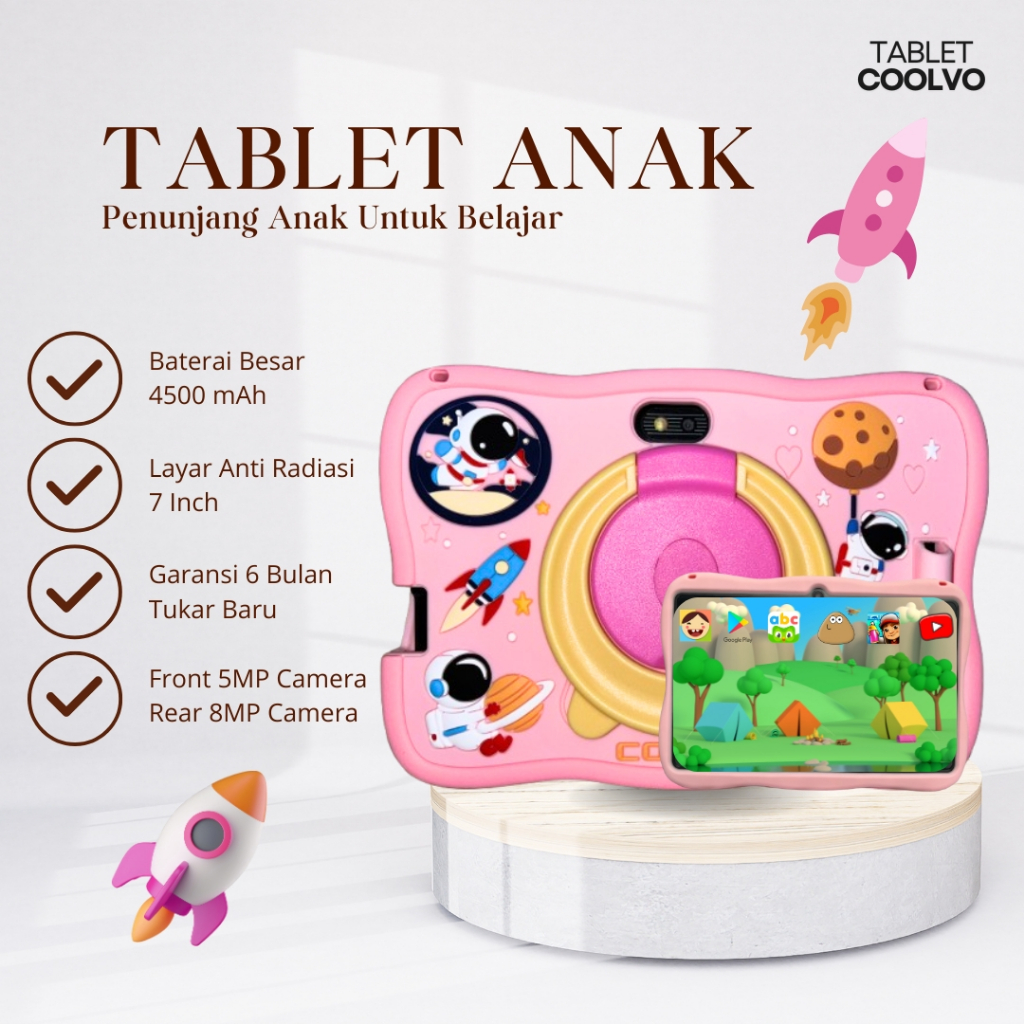 Tablet anak Android 8 inch, RAM 8GB, penyimpanan 128GB, tablet pembelajaran anak anti-radiasi