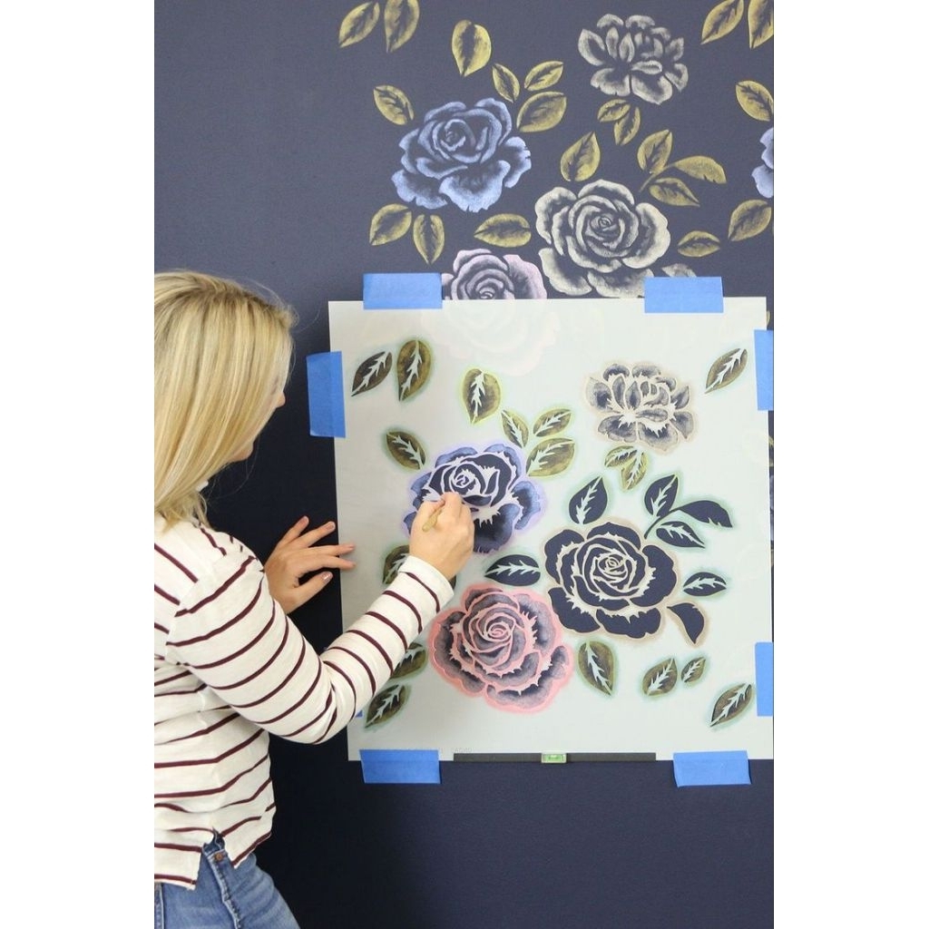 

stensil cetakan cet dinding motif bunga mawar