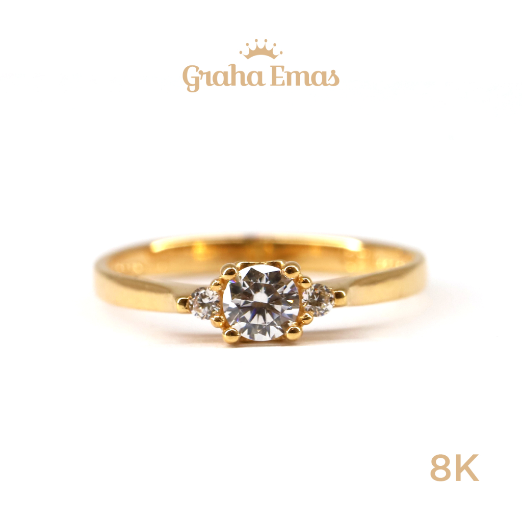 Graha Emas Cincin Emas Kuning Bentuk Solitaire 8K - Yellow Gold Solitaire Model Ring 8 Carat M1511