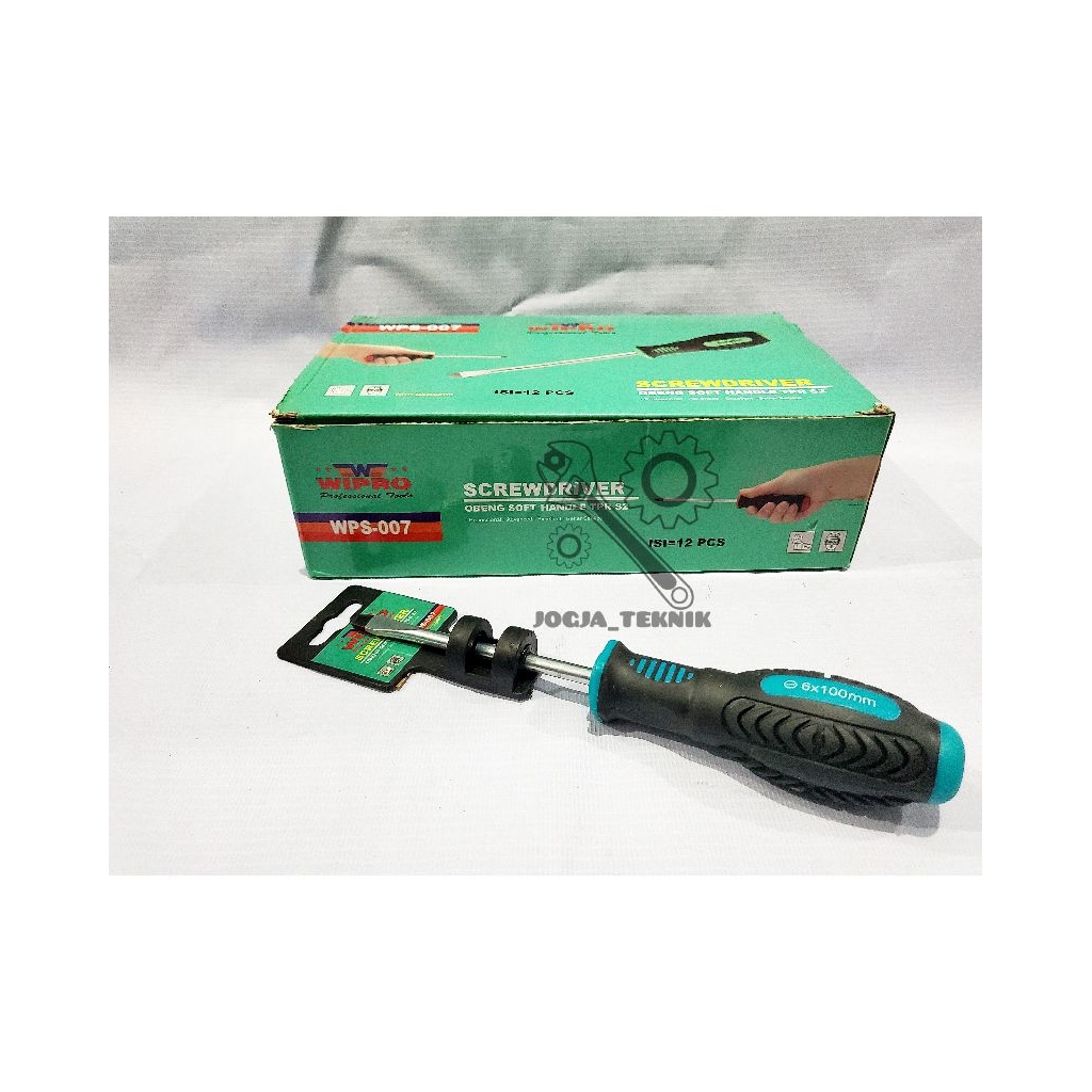 Wipro Obeng Soft Handle Karet Minus (-) 6 × 100MM WPS 007-0406S / Obeng Handle Karet Wipro