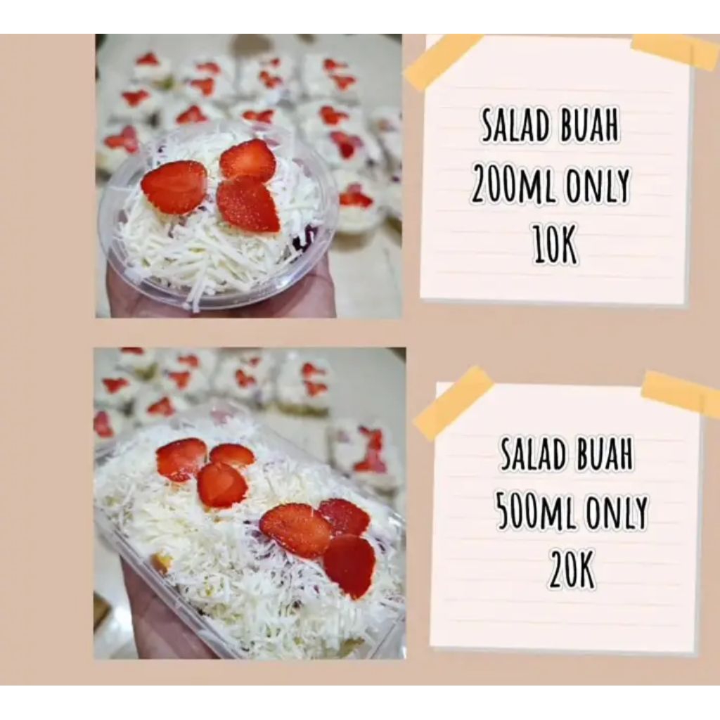 

Salad buah segar 200ml dan 500ml