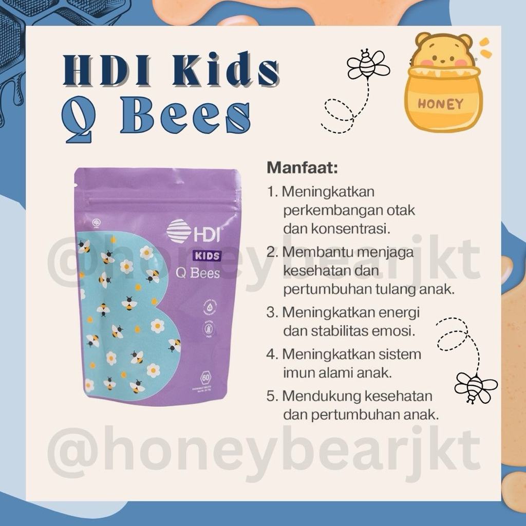 HDI KIDS Hunny Bees obat batuk anak herbal / HDI KIDS Gummy Bees / HDI KIDS Q Bees / vitamin anak ki