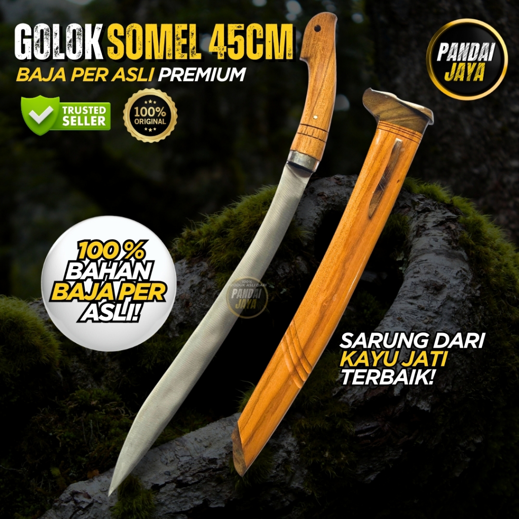 GOLOK KEBUN Si Somel Panjang 45cm Bahan Baja Per ASLI