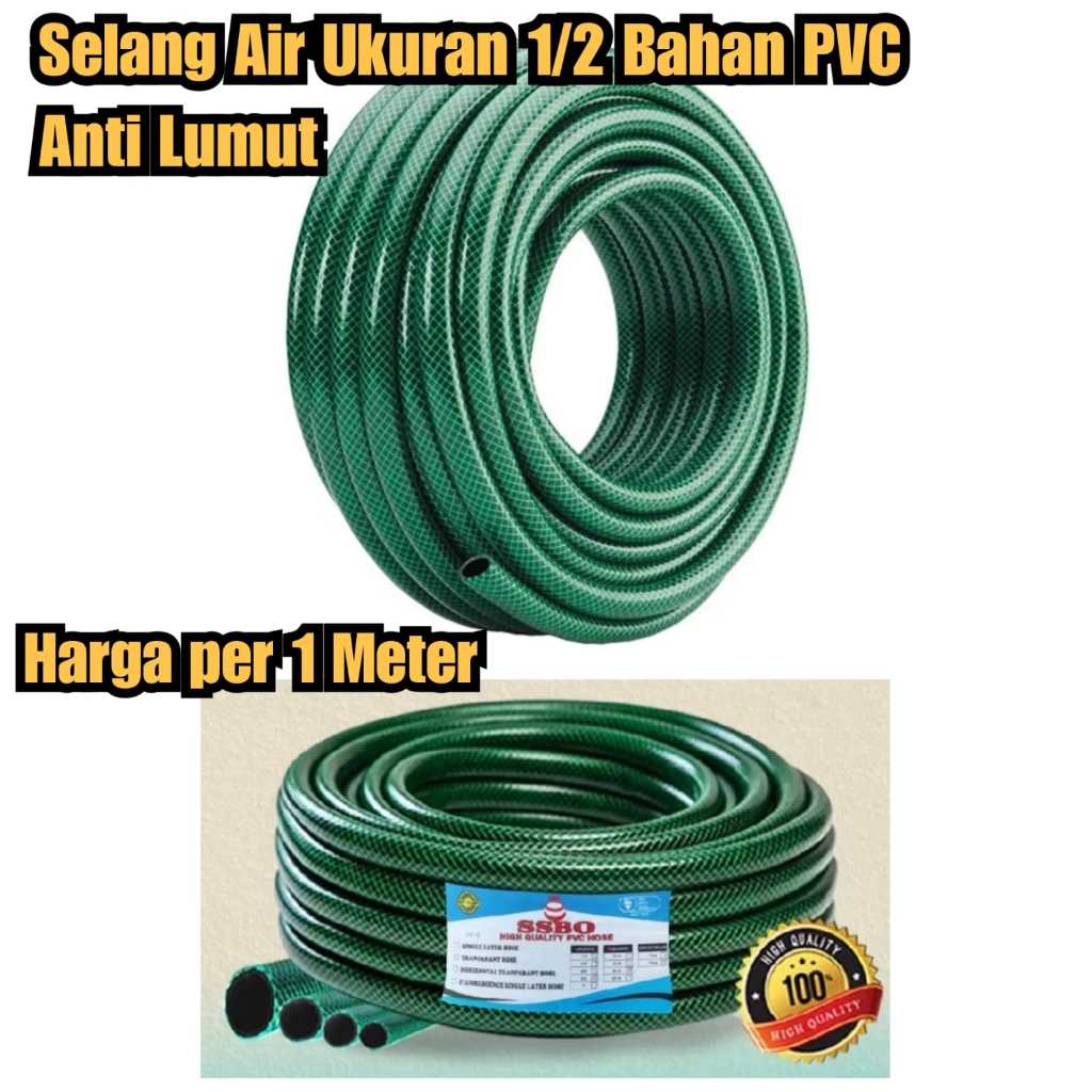 Selang 1/2 inch harga per 1 meter selang air hijau anti lumut selang ukuran setengah selang cuci mob