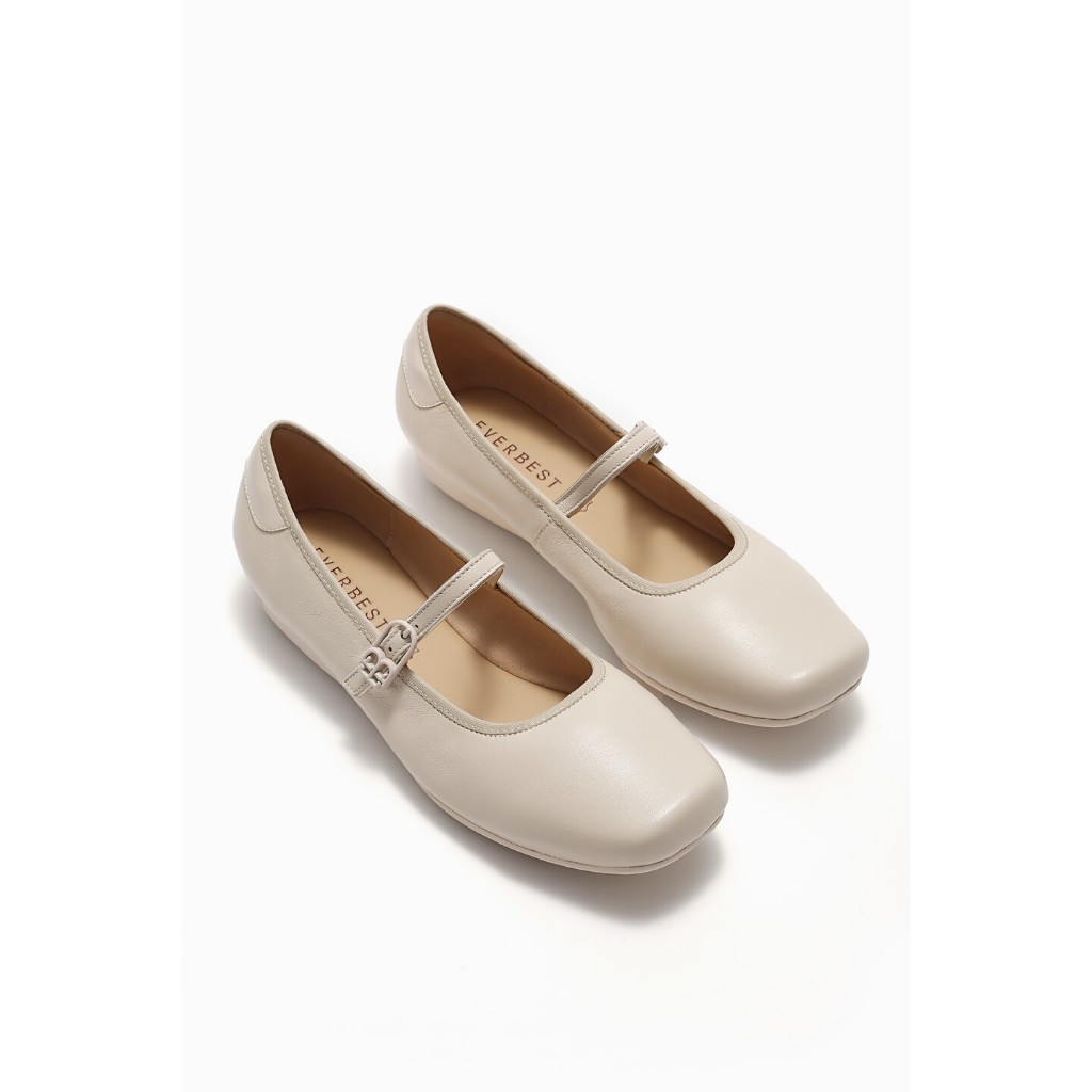 Everbest Haniya Flat Shoes Balerina Wanita Beige & Black
