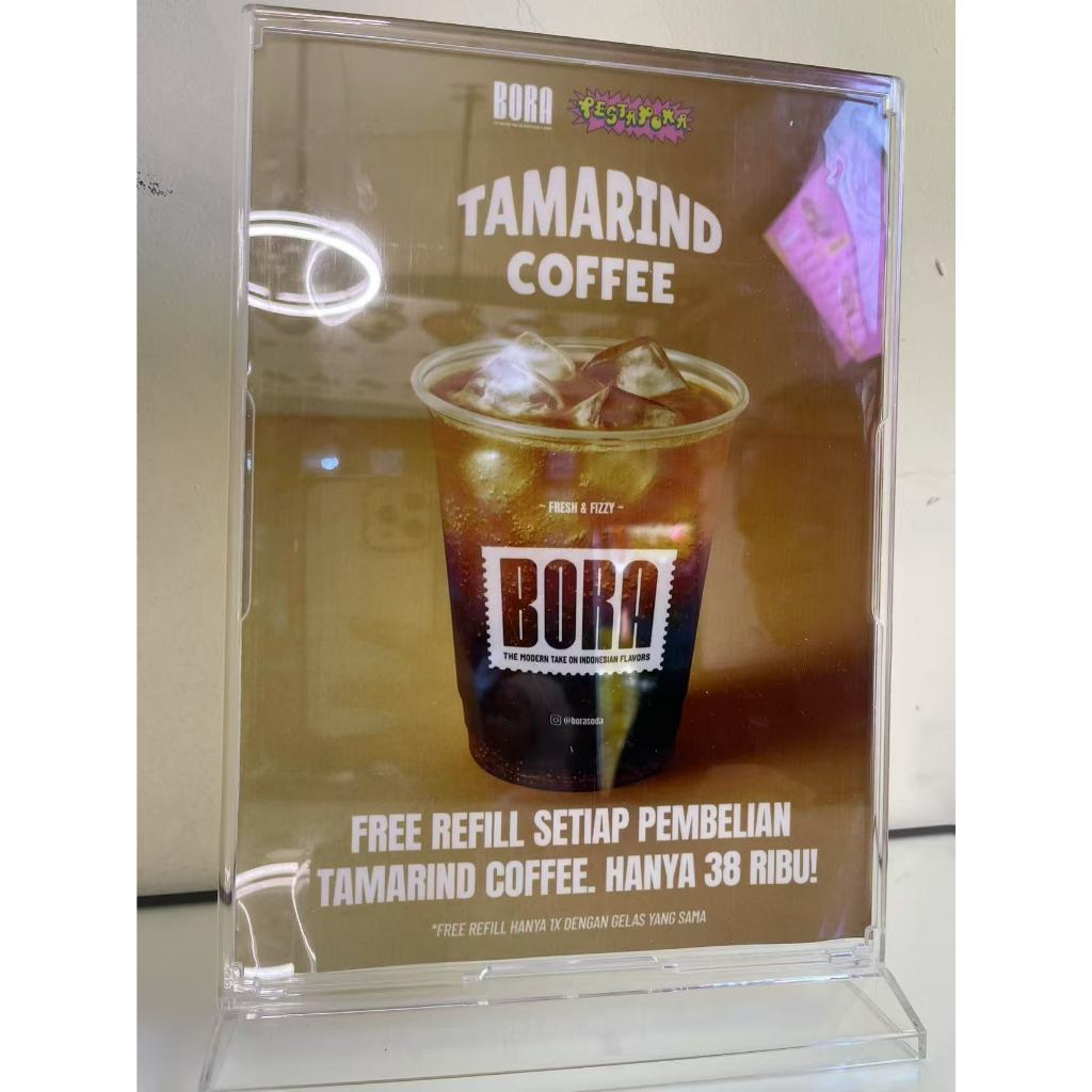 

Akrilik Stand Holder A4 Standing Kaki Segitiga Simpel dan elegan