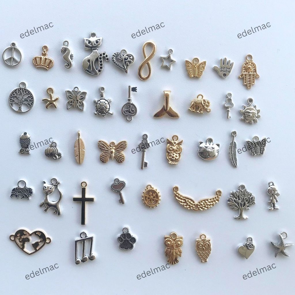 Liontin Emas Mainan Untuk Gelang Kalung Anting Aksesoris Sayap Salib Skull Love Kunci Gajah Paris