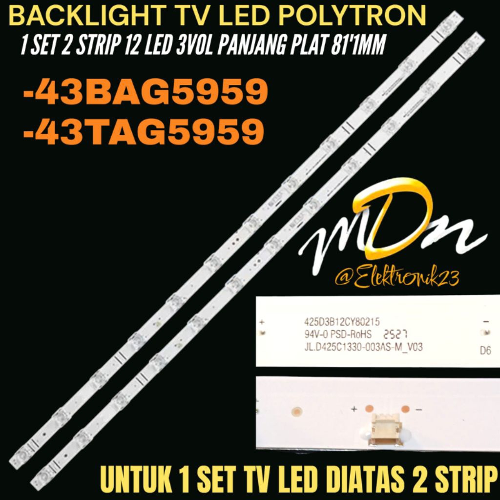 BACKLIGHT TV LED POLYTRON 43 INCH 43TAG5959- 43BAG5959 BACKLIGHT TV 43 INCH