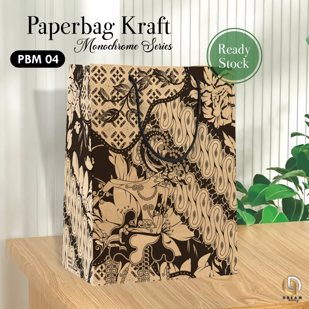 

[12PCS] Paperbag Kraft Motif Monochrome - Pembungkus Kado & Kemasan-Paper bag Size 20X25X10 CM PBM 4