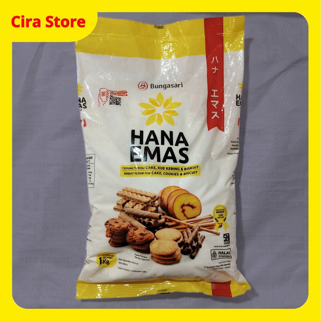 

Tepung Terigu Bungasari Hana Emas 1 kg. Tepung Hana Emas