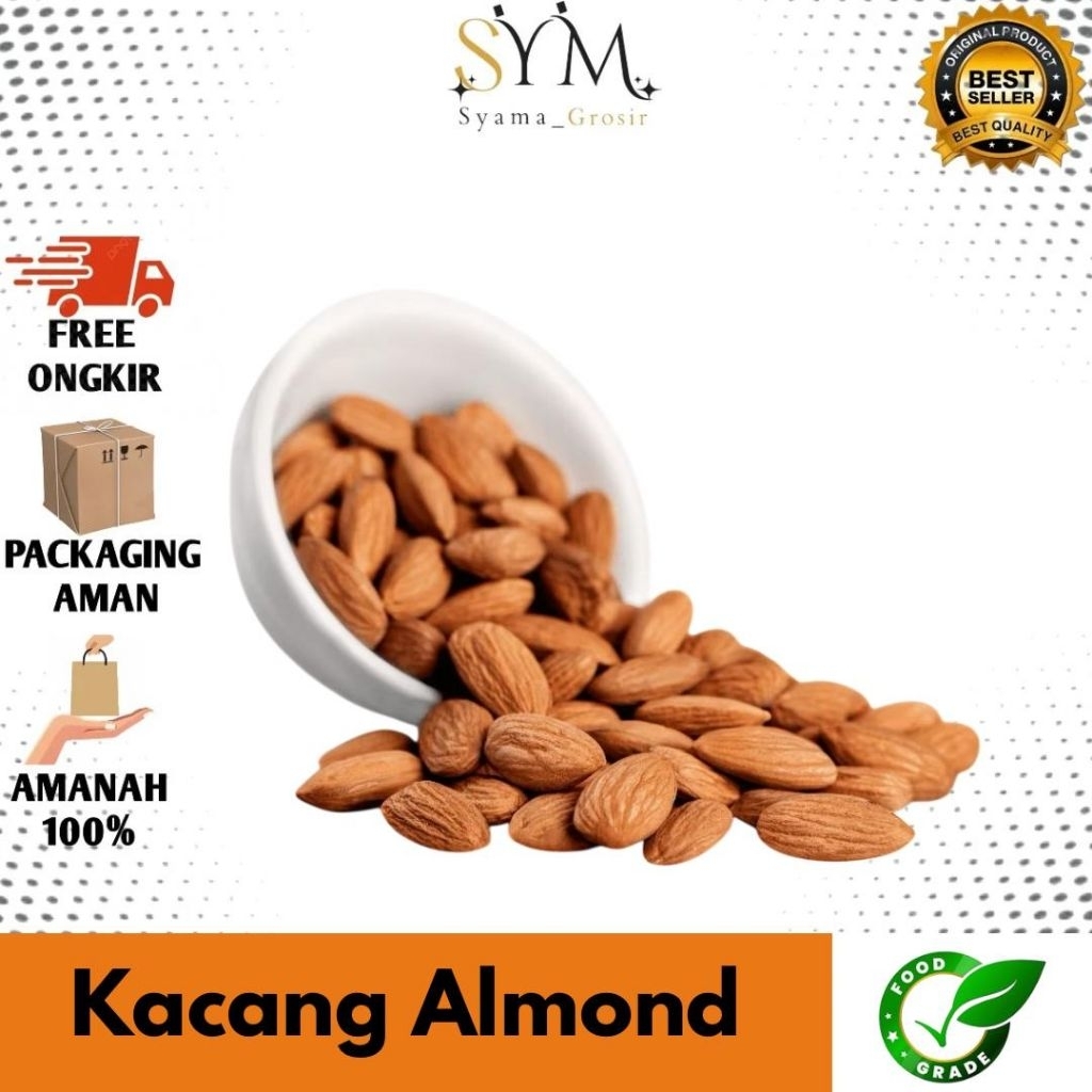 

Kacang Roasted Almond Panggang Siap Makan 1Kg / Almon Roasted Kupas Matang Premium 1 Kg Cami...