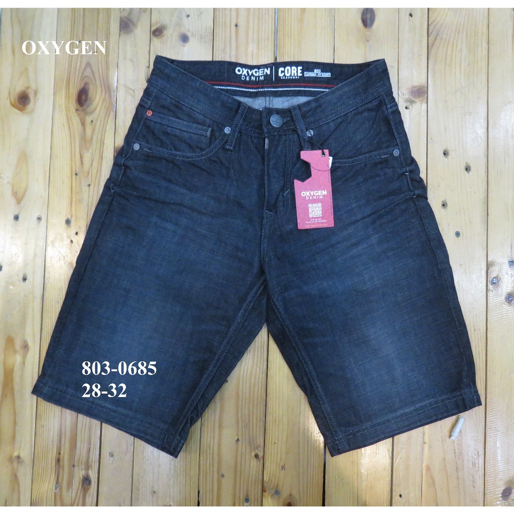 CELANA JEANS/DENIM PENDEK PRIA TAPERED SHORT BRAND ORI MEREK OXYGEN ART : 803-0685 PRICE Rp.502,900