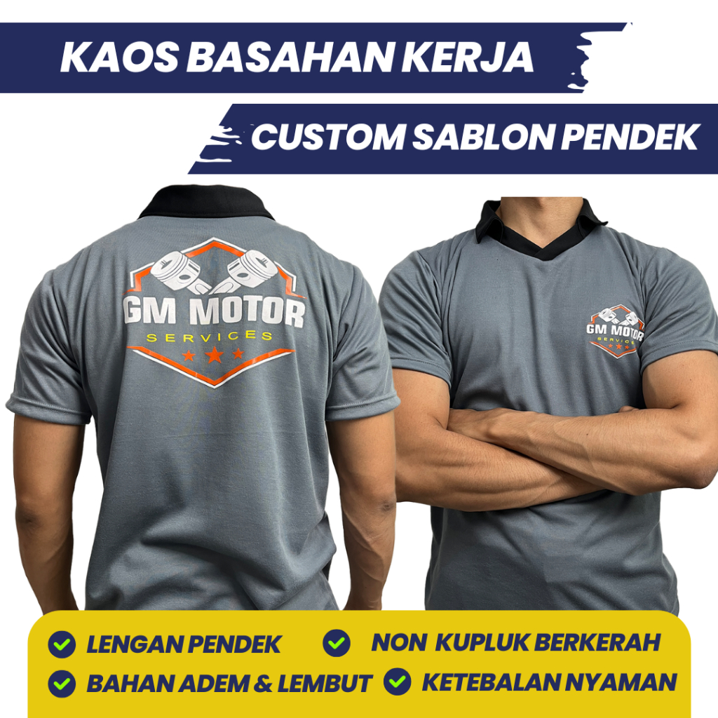 Custom Sablon Lengan Pendek Kaos Basahan Proyek Kerja Kaos Petani Kaos Kebun Lengan