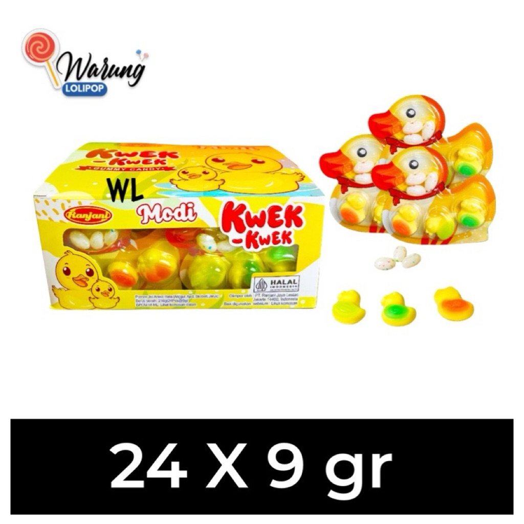 

Permen Kwek-Kwek Modi 24 x 9 gr Rasa Buah | Permen Mainan Anak Lucu & Unik Bentuk Bebek