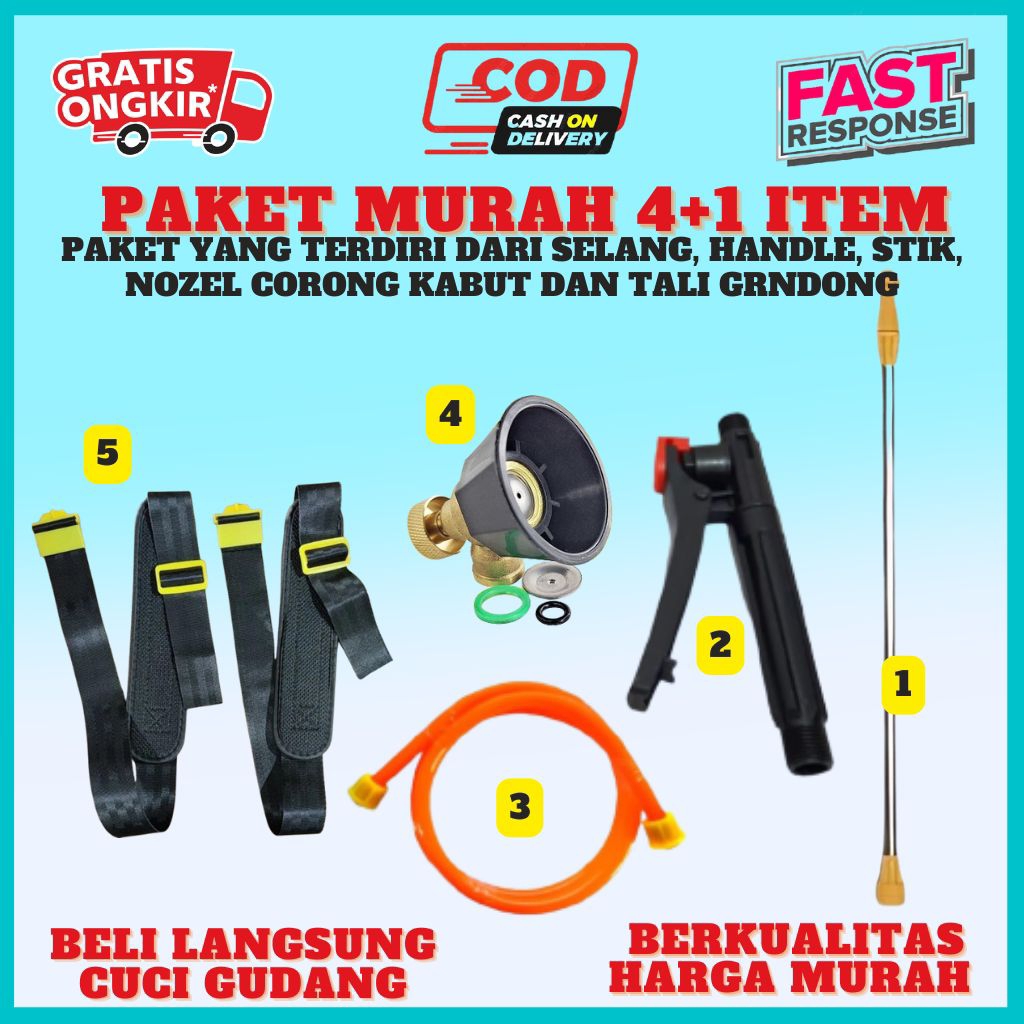 PAKET KOMPLIT Tali gendongan/sabuk/belt +Stik+Handle+Selang+Sprayer corong plastik Elektrik Stik Spr