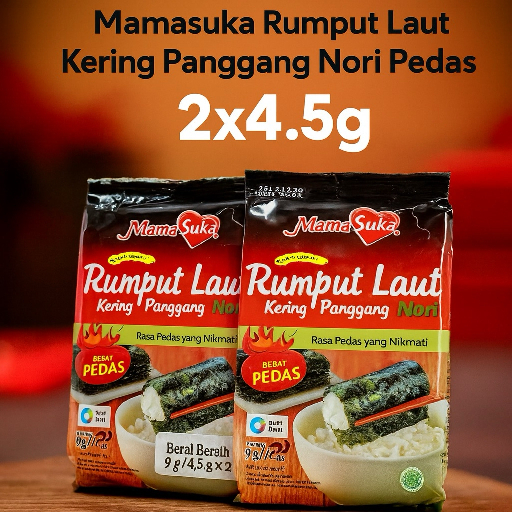 

Mamasuka Rumput Laut Kering Panggang Nori Pedas 2x4.5g