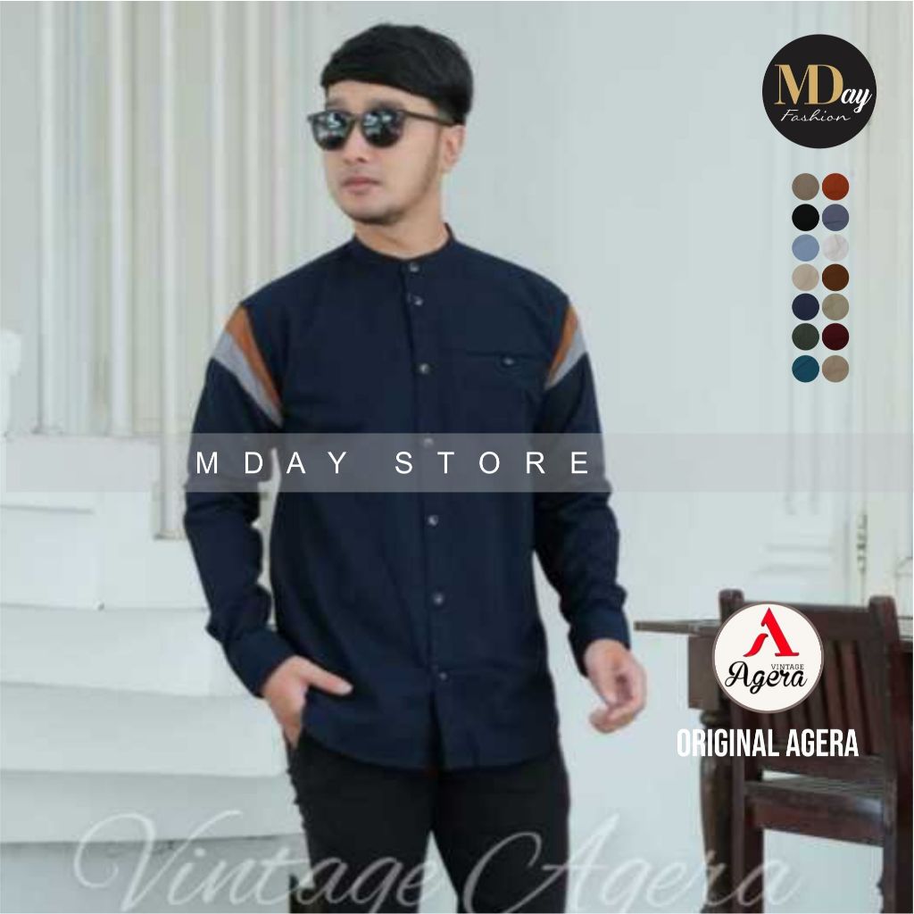 AGERA VINTAGE BAJU KEMEJA KEMKO PRIA LENGAN PANJANG KANCING FULL FASHION KOMBINASI TERBARU 2024