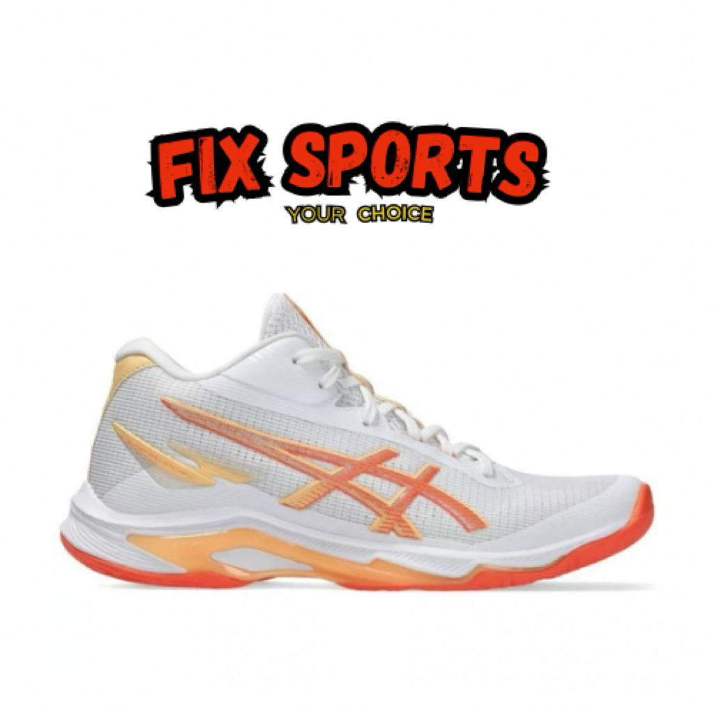 Sepatu Voli Wanita Asics Netburner Ballistic FF MT 4 White Vivid Coral 152A08411
