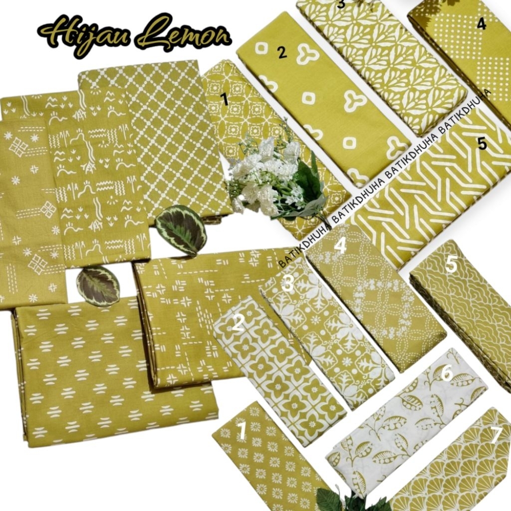 Kain Batik Cap Garutan Warna Lime Lemon / Kain Batik Warna Hijau Lemon Lime