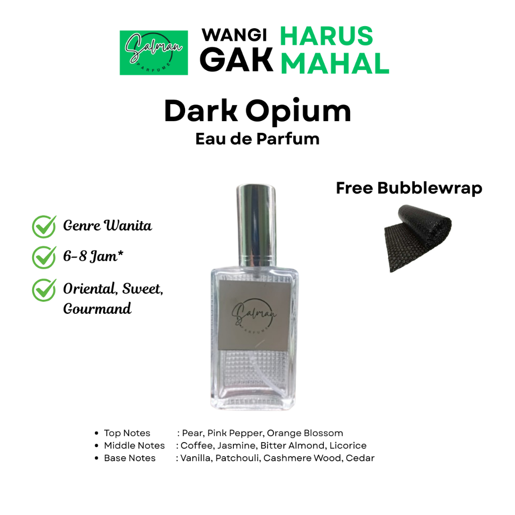 SALMAN Parfum | EDP_Spray| DARK OPIUM, Wanita, Glamour, Sensual