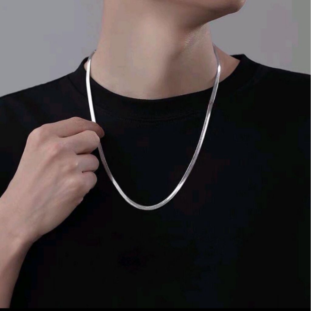 Kalung Titanium Gold Pria Gepeng