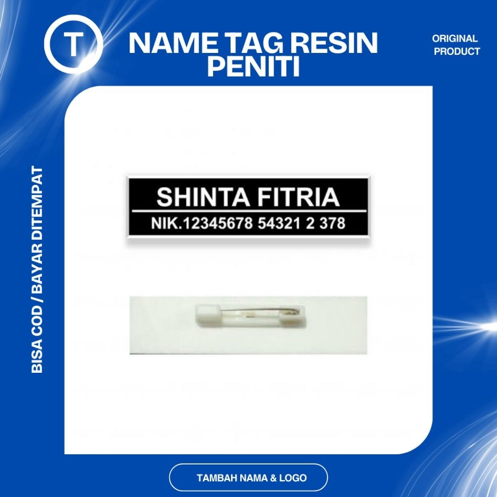 

Name tag Akrilik resin lycal Peniti dan Magnet PxL 2x8 cm - papan nama dada