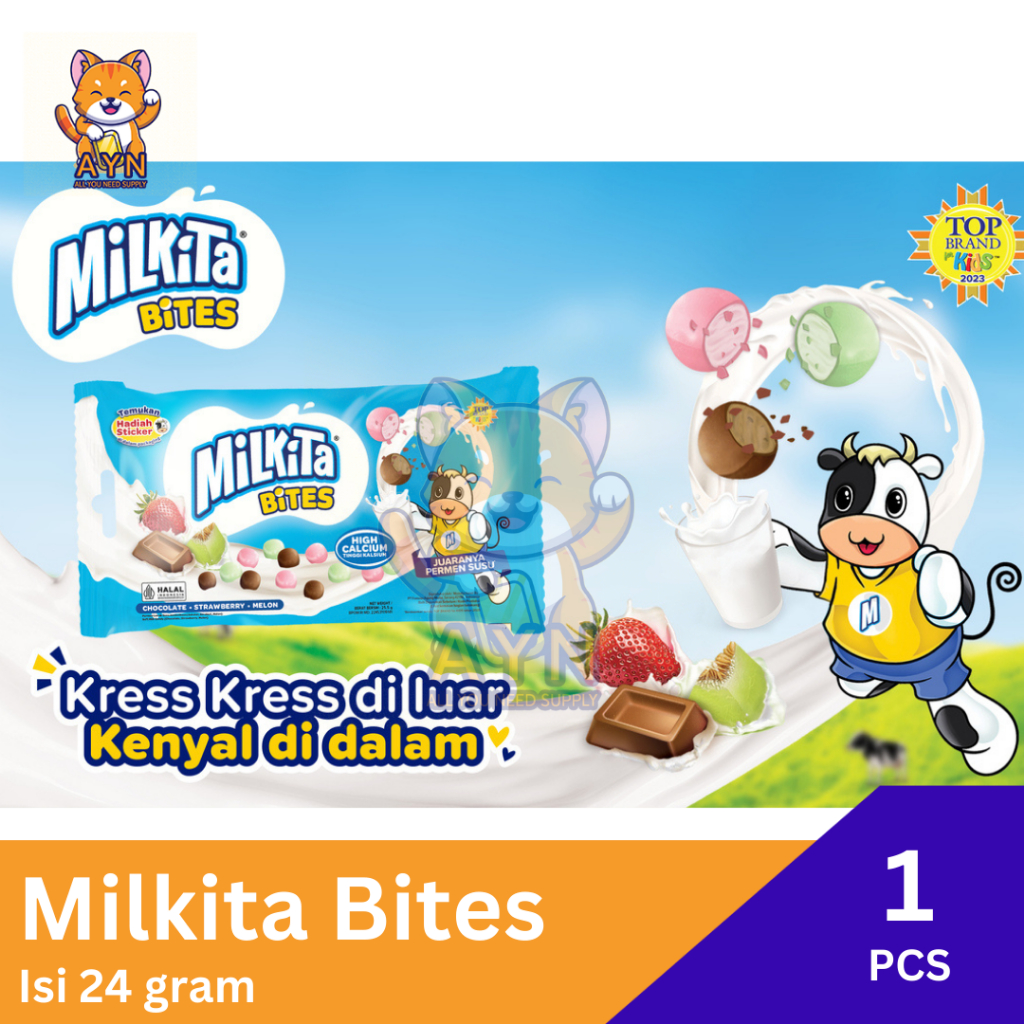 

Milkita Bites Assorted Permen Susu 25 gr | 8 gr [ 1 pcs / 1 renceng ]