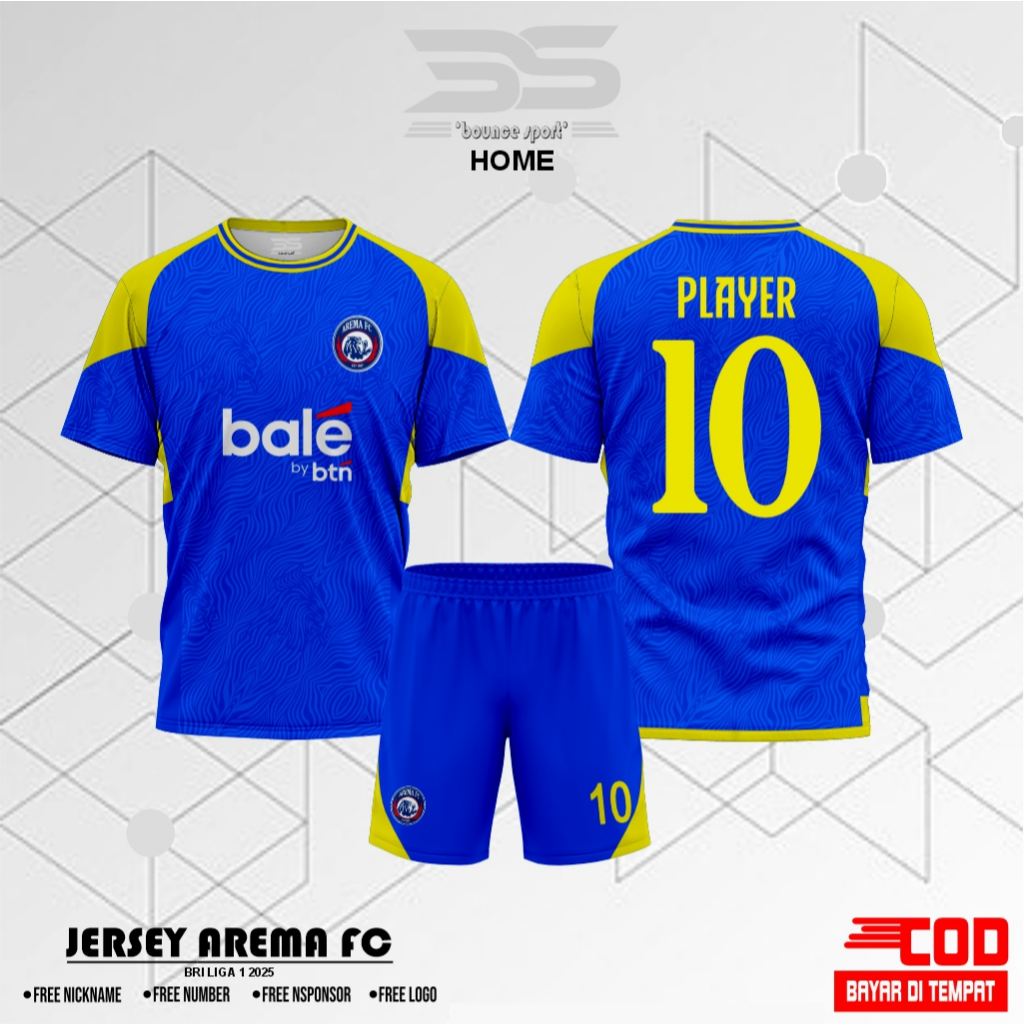 Jersey Bola Arema Fc Home Terbaru 2025-2026 Custom Nama Anak & dewasa Full Printing Premium