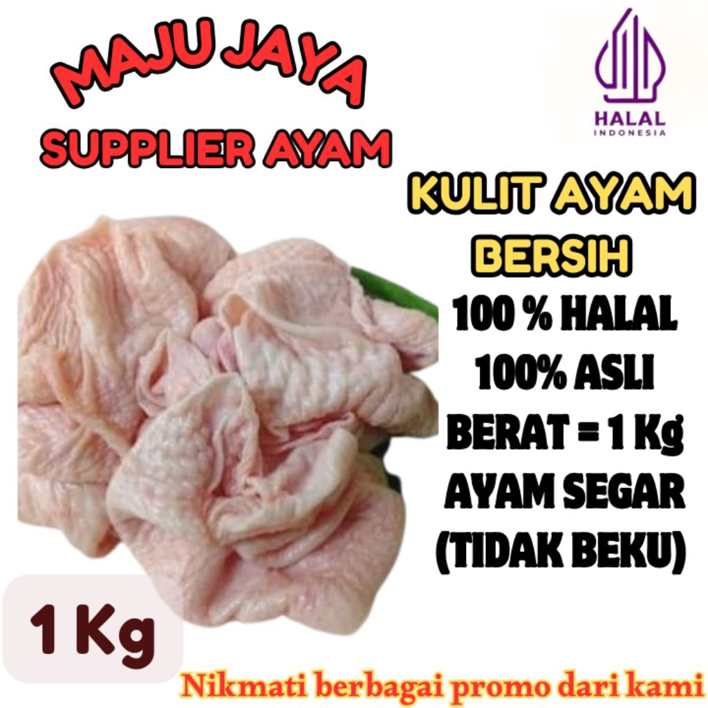 

KULIT AYAM BERSIH 1 Kg (1000gr) MINYAK AYAM /SEGAR / BERSIH / DADA POLOS / AYAM BERSIH / BROILER / KULIT AYAM NEGRI /FRESH BERSIH / TIDAK BEKU / HALAL / AMAN DIKONSUMSI