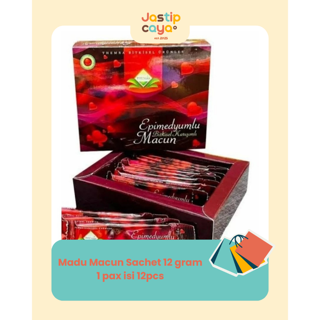 

MADU MACUN TURKI SACHET ASLI TURKI 1 PAX ISI 12PCS EXPIRED 2030