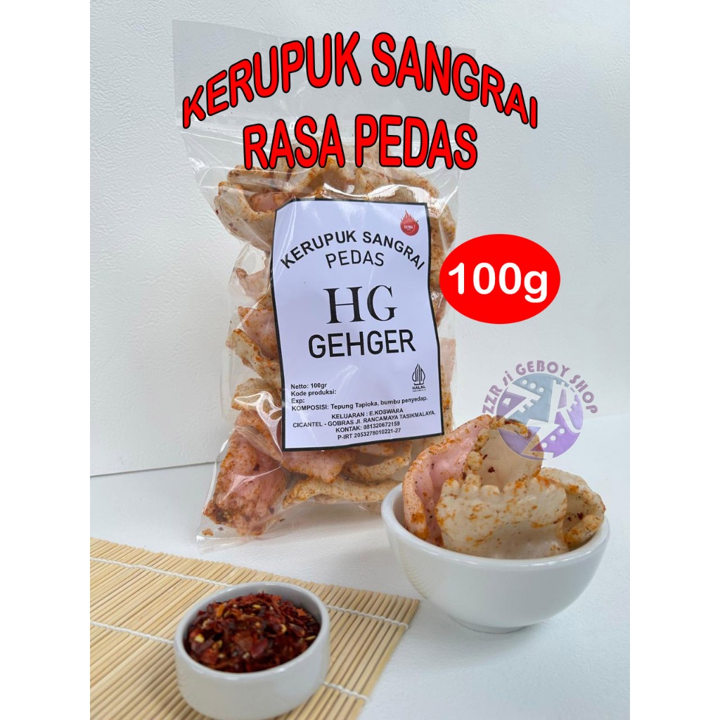 

HG Gehger Kerupuk Sangrai Pedas 100gr Camilan Snack Gurih Renyah Pasir Laut Makanan Jadul