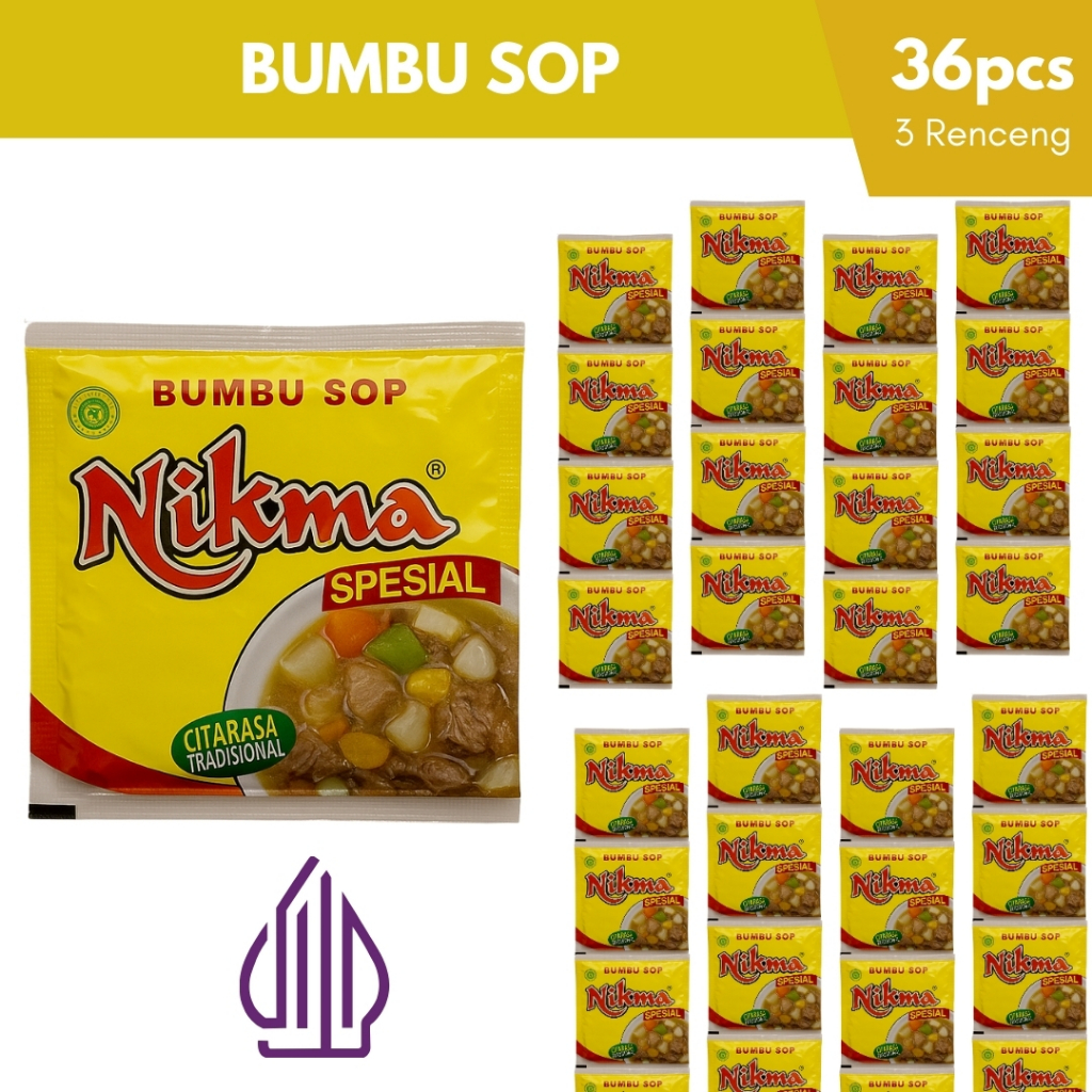 

Bumbu Sop NIKMA 36 Sachet Halal Praktis Asli Minang Paket Hemat Besar