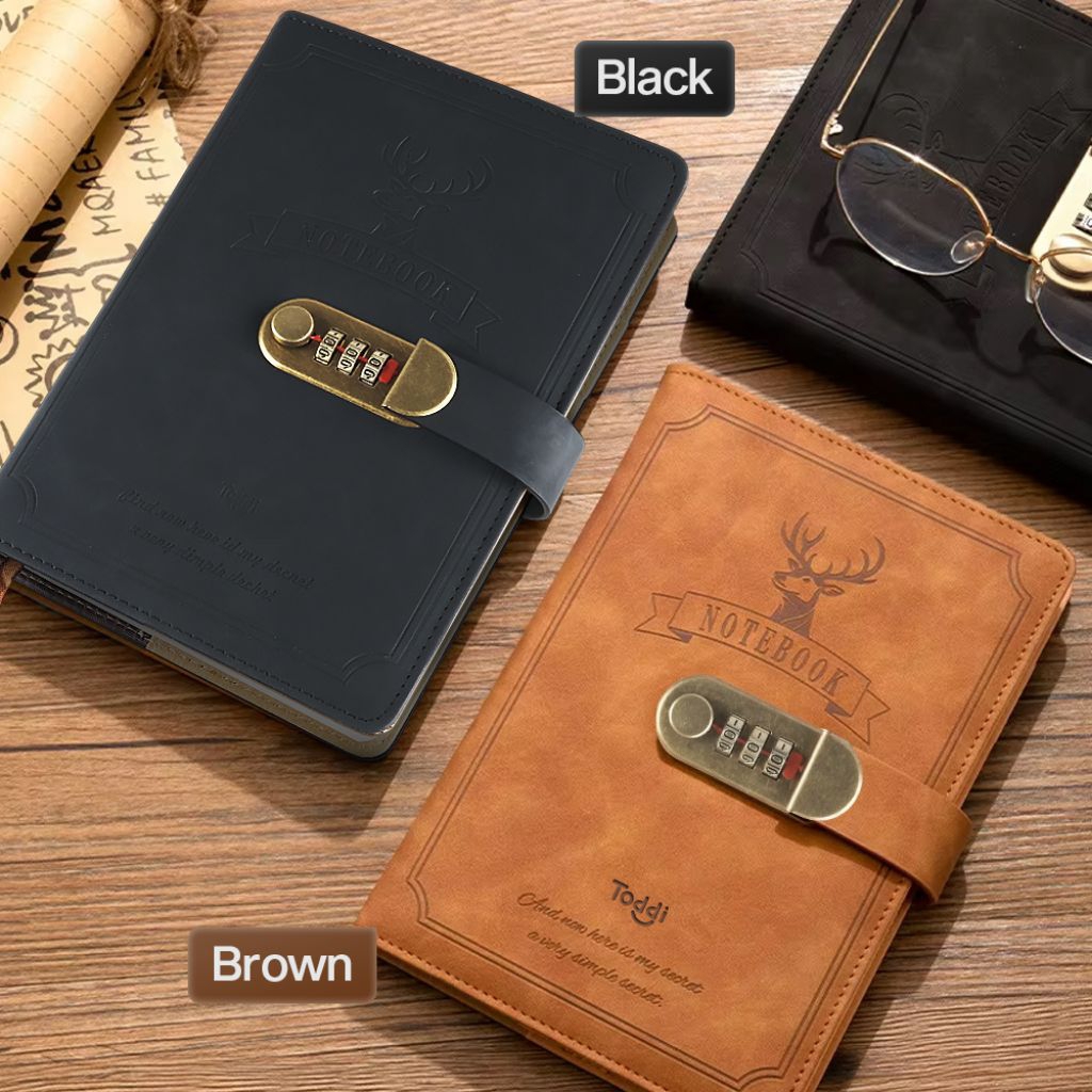 

YAS - Toddi Buku A5 Jurnal Leather Notebook Diary 80GSM 265 Halaman with Lock Agenda Notepad Catatan Kerja Kuliah QDOT0L