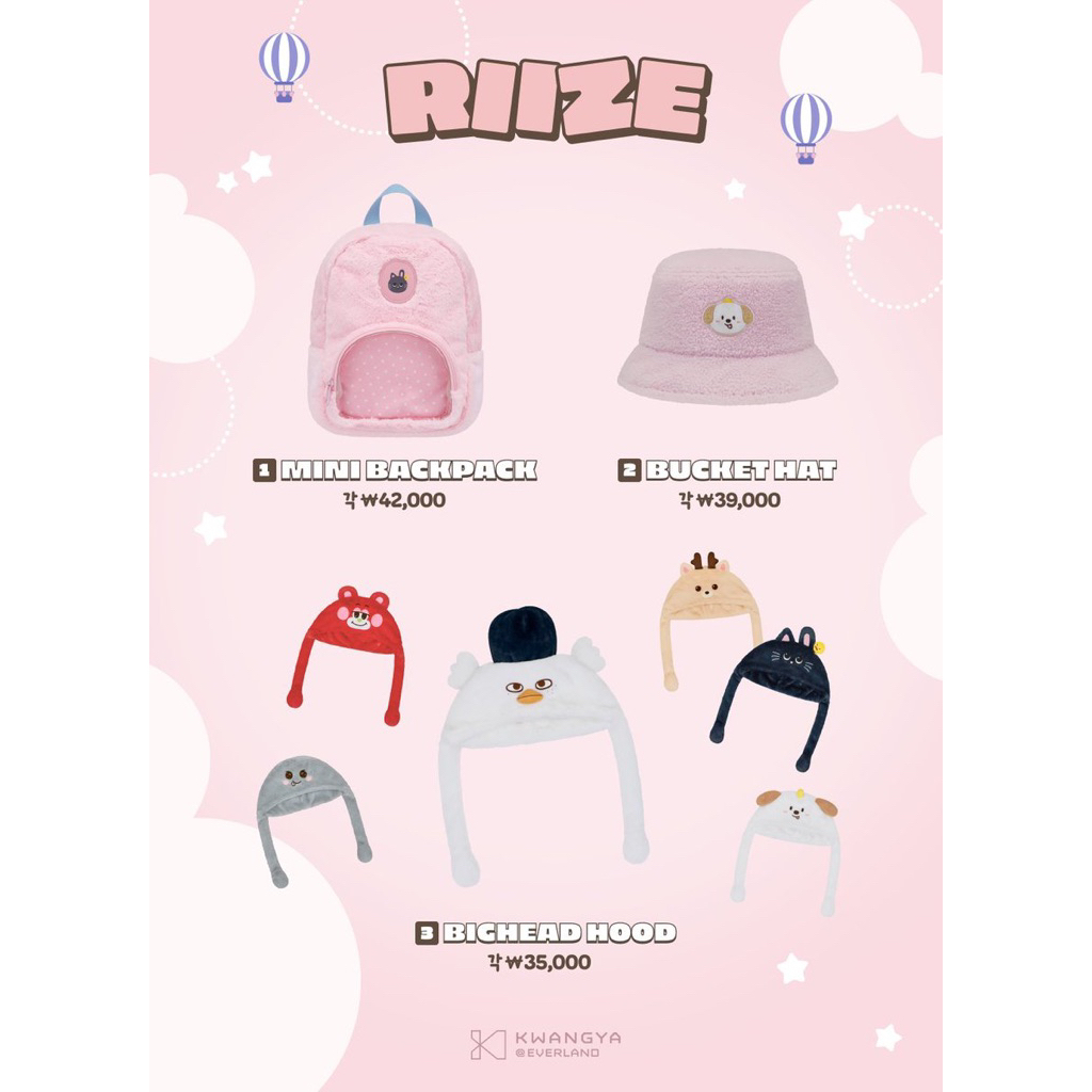 [PRE ORDER] MD MINI BACKPACK, BUCKET HAT, BIGHEAD HOOD RIIZE SHOTARO EUNSEOK SUNGCHAN WONBIN SOHEE A