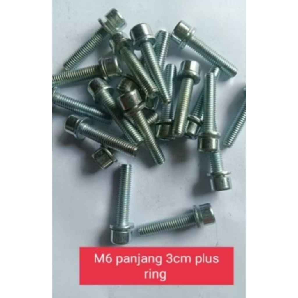 baut L m6 panjang 3cm plus ring